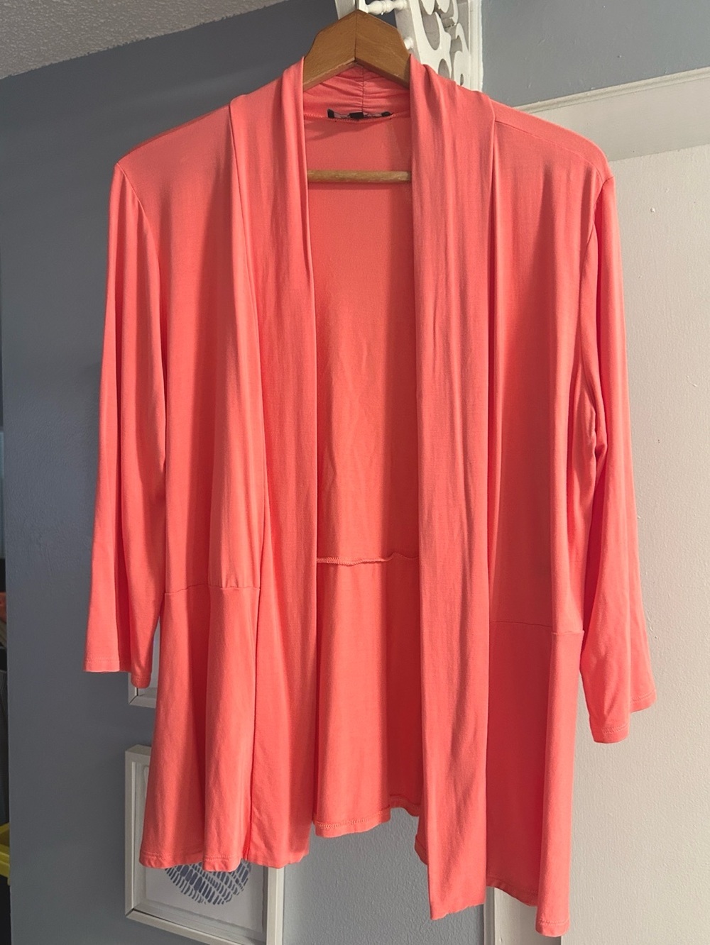 Grayson Women’s Size L Soft Boho Open Front Coral Cardigan